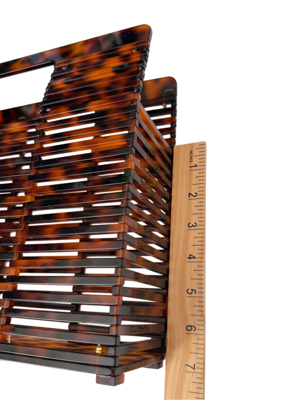 Vacation Resort Statement Tortoiseshell Slatted Acrylic Handbag Tote - Picture 8 of 8